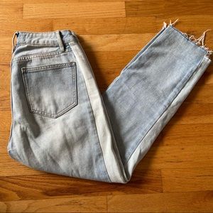 Two-tone straight leg jeans